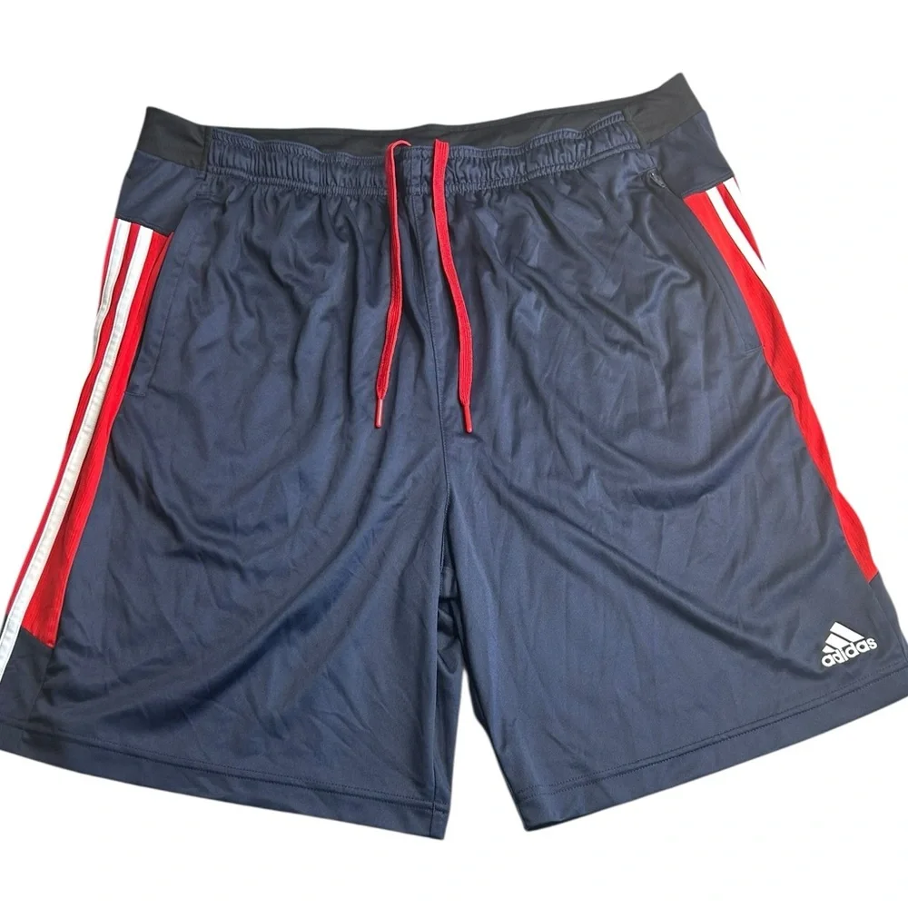 Adidas AEROREADY Primegreen 2XL Basketball Shorts Navy Red White Stripes